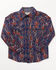 Image #1 - Cody James Toddler Boys' Jefferson Printed Long Sleeve Snap Western Shirt, Navy, hi-res