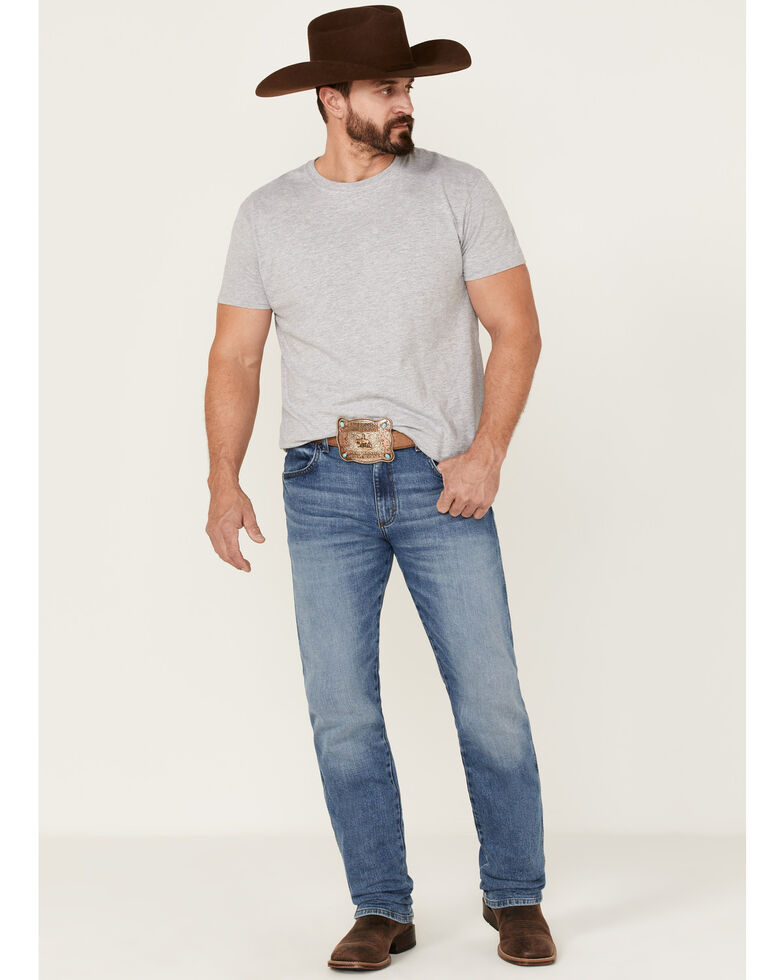 Wrangler Retro Men's Payson Light Wash Stretch Slim Straight Jeans, Light Wash, hi-res