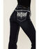 Image #4 - Grace in LA Women's Dark Wash Mid Leather Detail Pocket Bootcut Jeans, , hi-res