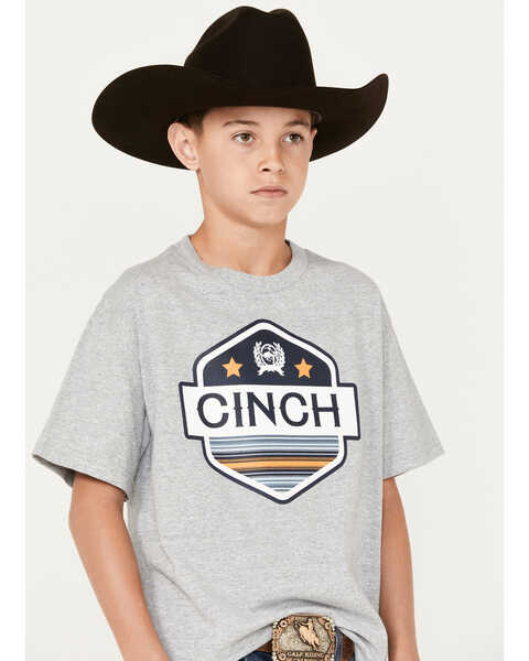 Image #2 - Cinch Boys' Logo Short Sleeve Graphic T-Shirt, Grey, hi-res