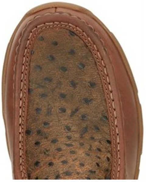 Justin Men's Cowhide Leather Ostrich Vamp Casual Shoe - Moc Toe , Brown, hi-res