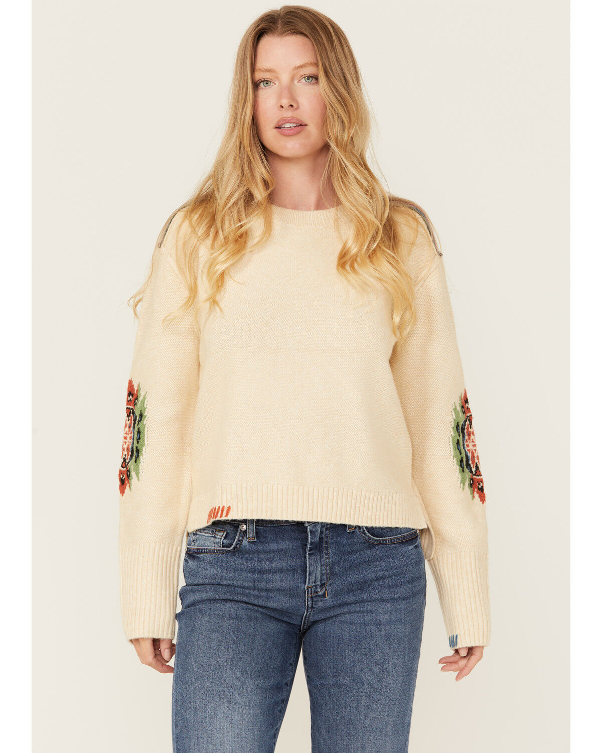 Image #1 - Cleo + Wolf Women's Colbie Southwestern Print Sweater, Oatmeal, hi-res