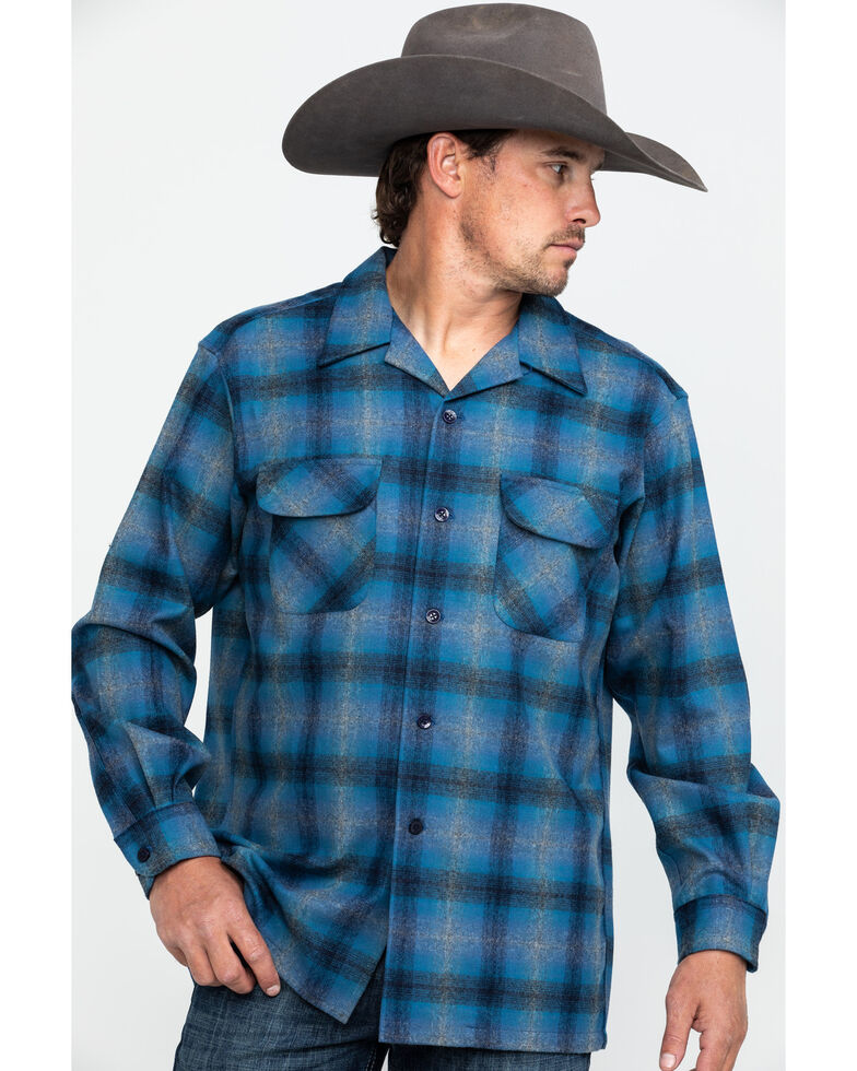 Pendleton Men's Original Board Long Sleeve Flannel Shirt Jacket, Dark Blue, hi-res