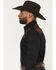 Image #2 - Rodeo Clothing Men's Embroidered Embellished Long Sleeve Snap Western Shirt, Black, hi-res