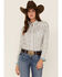 Rough Stock by Panhandle Women's Southwestern Stripe Long Sleeve Snap Western Core Shirt, Ivory, hi-res