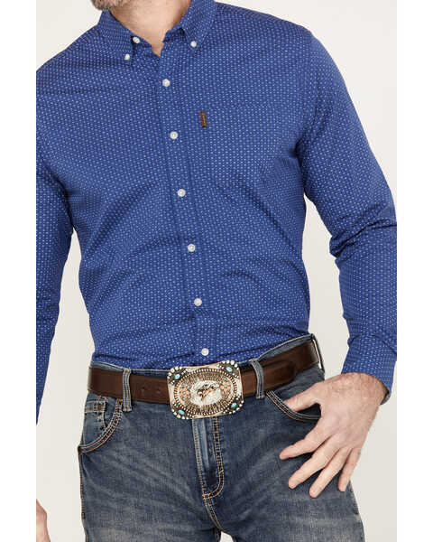 Image #3 - Ariat Men's Ditsy Stretch Modern Fit Button-Down Long Sleeve Western Shirt, Dark Blue, hi-res