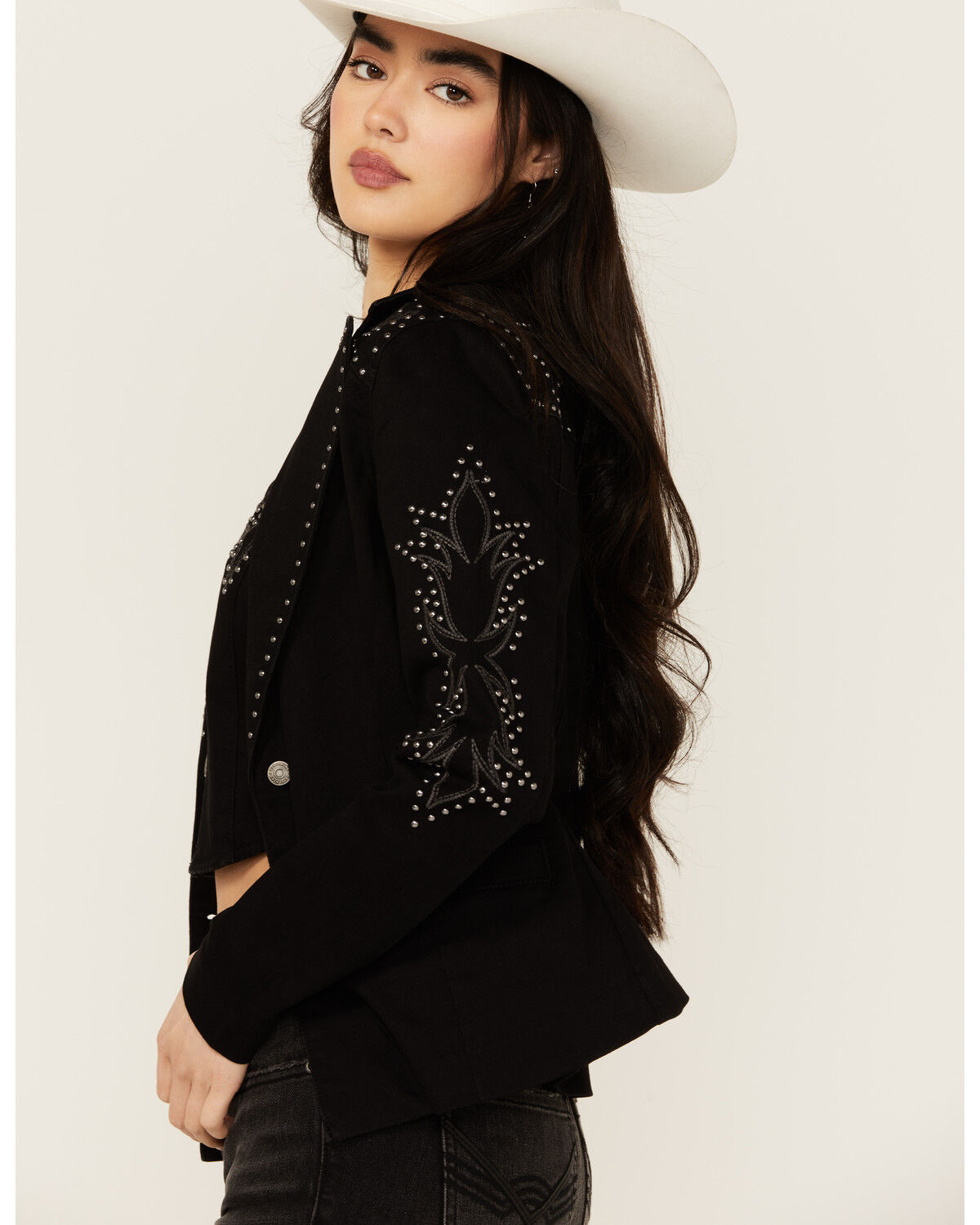 Image #3 - Idyllwind Women's Burbank Embroidered and Studded Super Stretch Blazer, Black, hi-res
