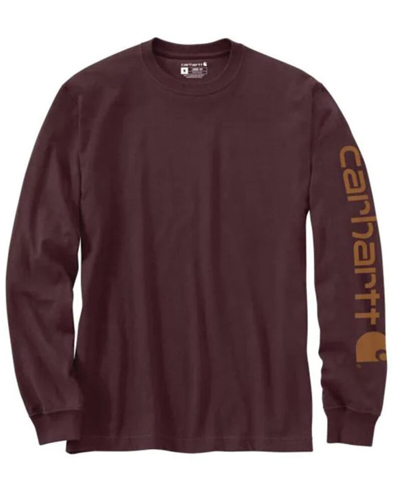 Carhartt Men's Wine Logo Graphic Long Sleeve Heavyweight Work T-Shirt - Big & Tall , Wine, hi-res