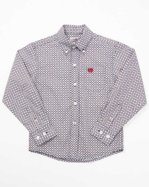 Cinch Toddler Boys' Print Long Sleeve Button-Down Western Shirt , Purple, hi-res
