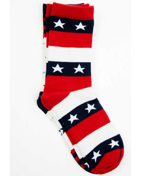 Image #1 - Shyanne Women's Stars & Stripes Crew Socks - 2-Pack, Red/white/blue, hi-res