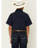 Image #4 - RANK 45&reg; Boys' Ridge Solid Short Sleeve Pearl Snap Performance Western Shirt, Navy, hi-res