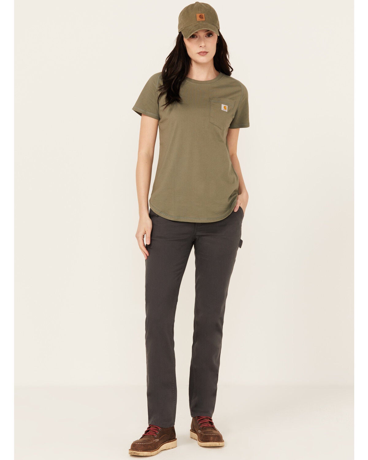 Carhartt Women's Rugged Flex&reg; Relaxed Fit Canvas Stretch Work Pants, Charcoal, hi-res