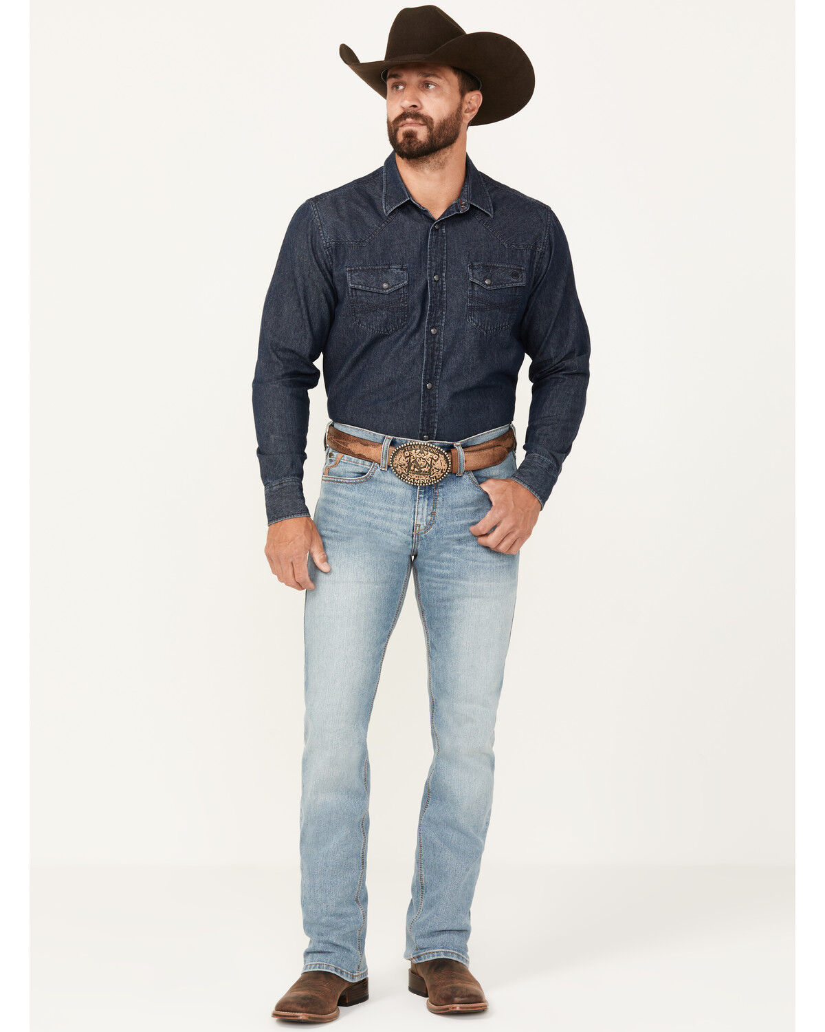Image #1 - Ariat Men's M7 Linda Ray Light Wash Slim Straight Pro Series Performance Denim Jeans, Light Wash, hi-res