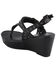 Image #8 - Milwaukee Leather Women's Buckle Strap Wedge Sandals, Black, hi-res