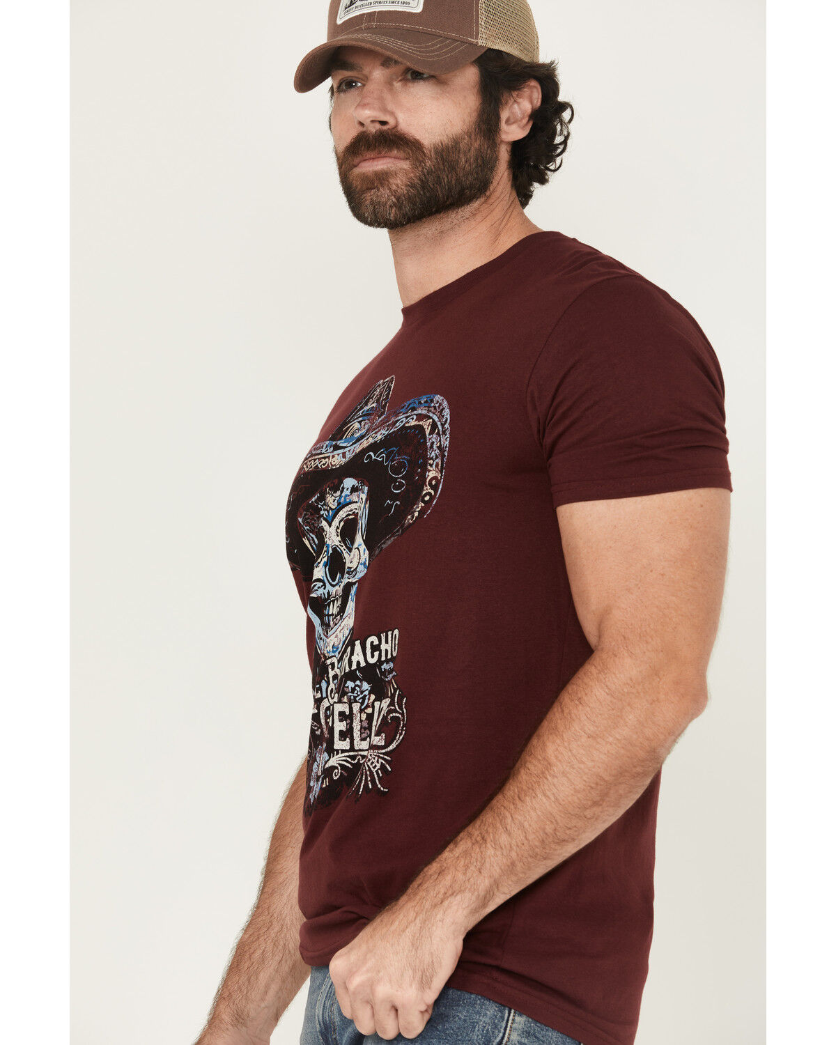 Image #2 - Moonshine Spirit Men's Boracho Feliz Mariachi Short Sleeve Graphic T-Shirt, Burgundy, hi-res