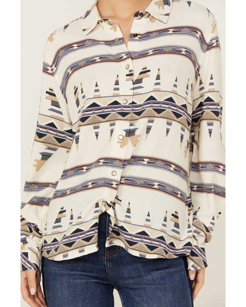 Image #3 - Idyllwind Women's Featherlight Printed Long Sleeve Pearl Snap Western Shirt , Ivory, hi-res