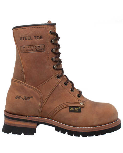 Ad Tec Women's Logger Boots - Steel Toe, Brown, hi-res