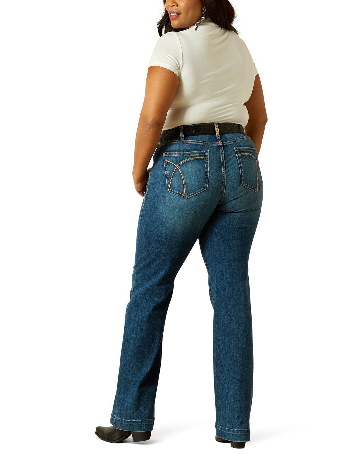 Ariat Women's Hasley Dark Wash Mid Rise Slim Trouser Denim Jeans - Plus, Dark Wash, hi-res