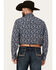 Image #4 - Panhandle Men's Paisley Print Long Sleeve Snap Performance Stretch Western Shirt, Navy, hi-res