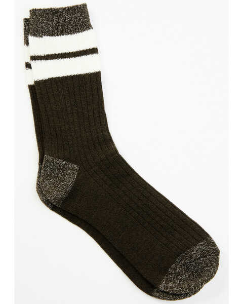 Brother's and Sons Men's Olive Rugby Stripe Crew Socks , Olive, hi-res