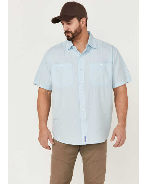 Resistol Men's Solid Short Sleeve Button-Down Western Shirt , Blue, hi-res
