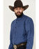 Image #2 - George Strait by Wrangler Men's Plaid Print Long Sleeve Button-Down Western Shirt, Dark Blue, hi-res