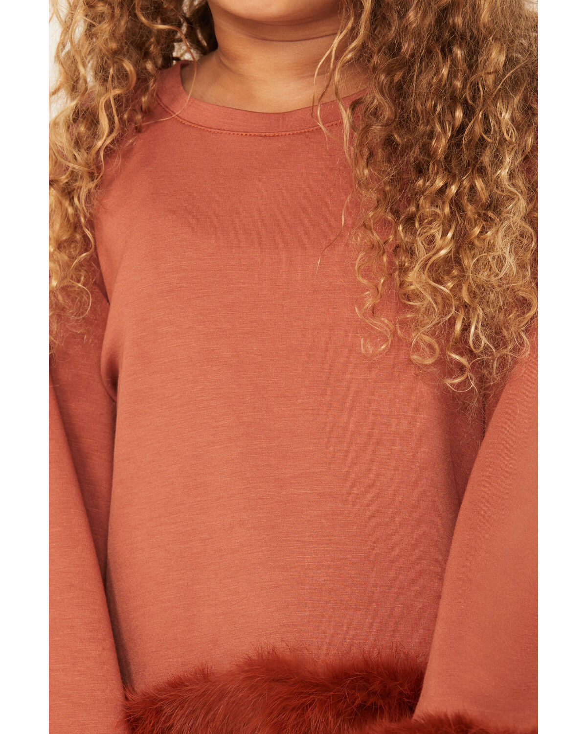 Image #3 - Hayden LA Girls' Fur Trimmed Sweater, Rust Copper, hi-res