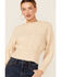Image #1 - Lush Women's Cream Floral Pompom Embroidered Crop Sweather, , hi-res