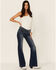 Image #3 - 7 For All Mankind Women's Medium Melrose Tailorless Dojo Wide Trouser Leg Jeans , Blue, hi-res