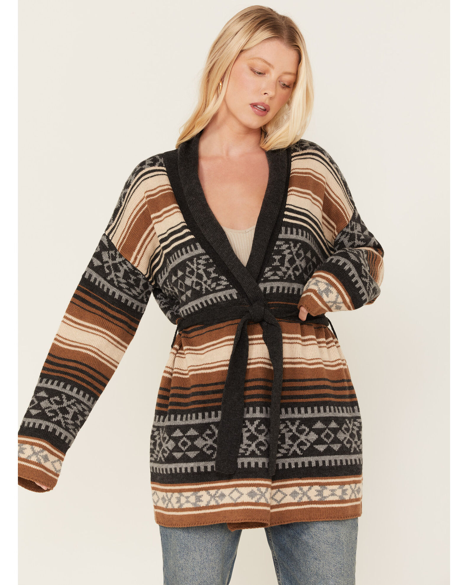 Stetson Women s Southwestern Print Knit Cardigan Sweater Sheplers