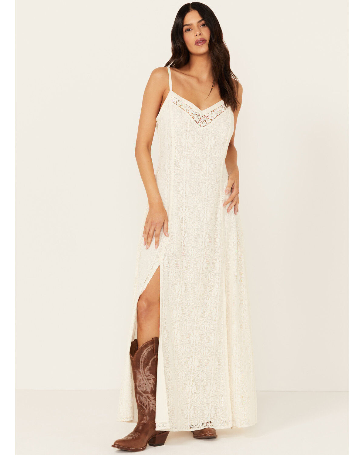Image #2 - Idyllwind Women's Wyn Maxi Lace Slip Dress, Ivory, hi-res