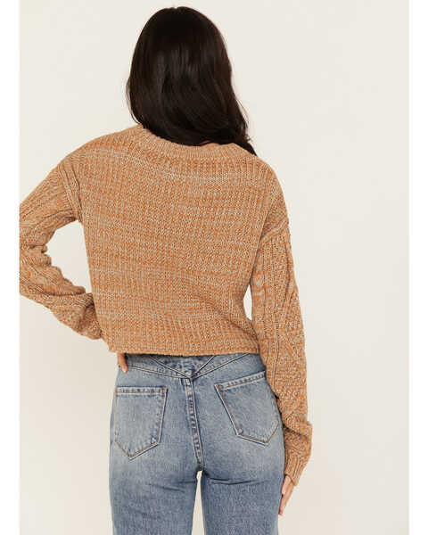 Image #4 - Mystree Women's Cable Knit Sweater, Caramel, hi-res
