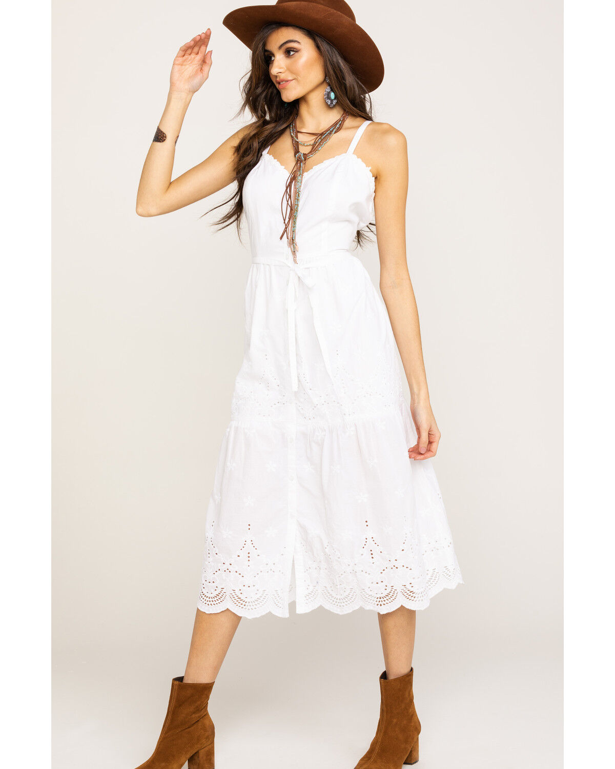 white midi eyelet dress