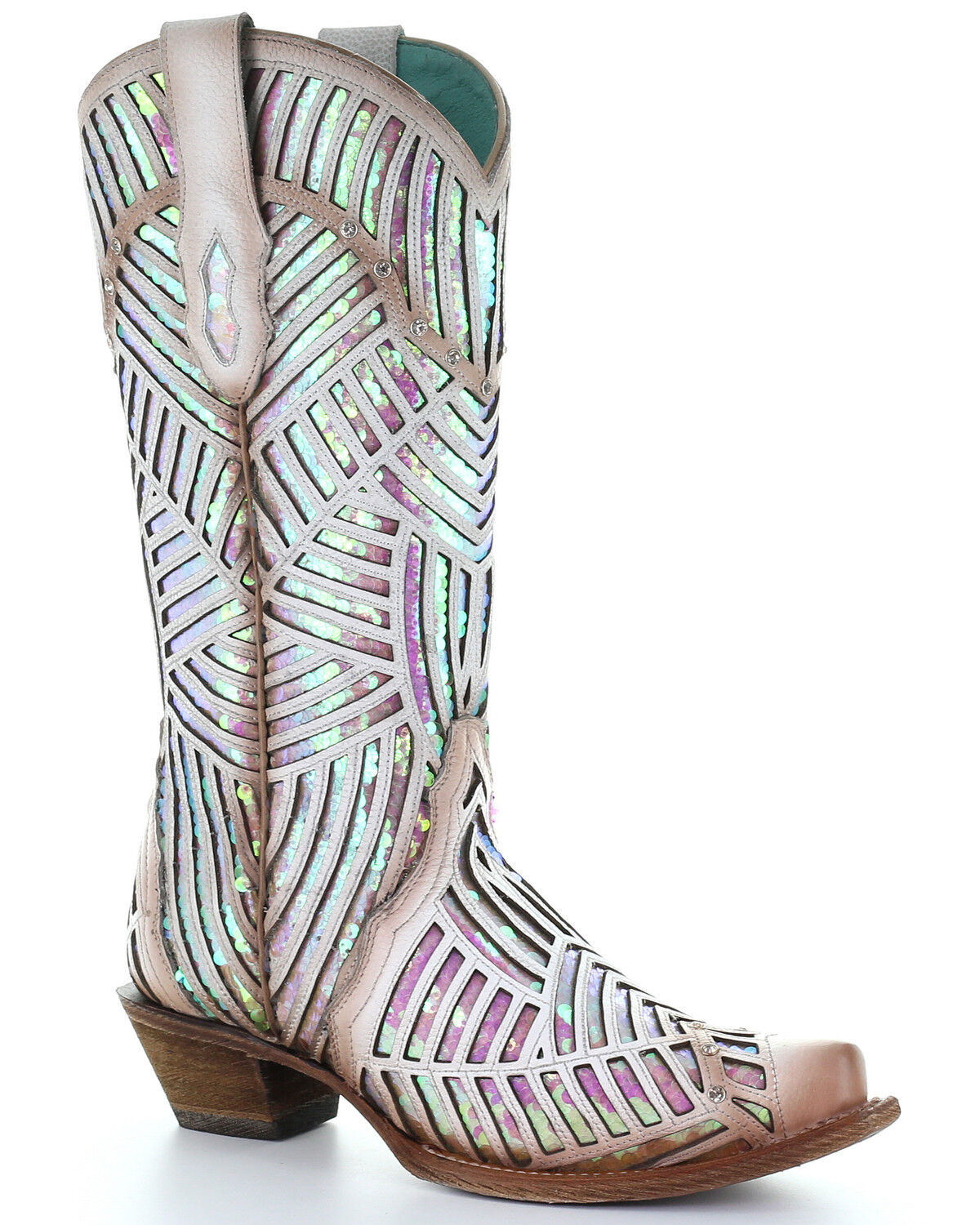 Image #1 - Corral Women's White Bright Inlay Western Boots - Snip Toe, , hi-res