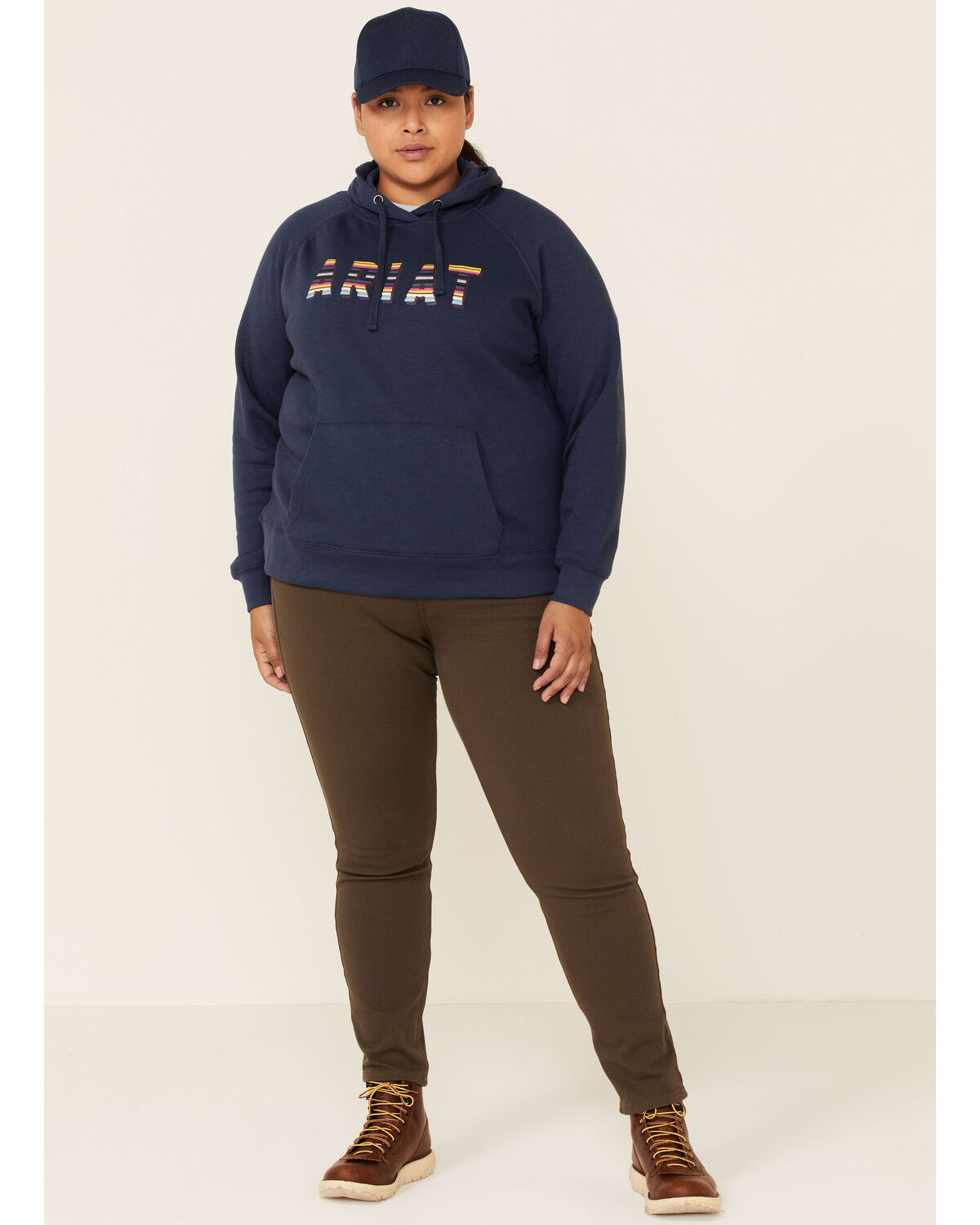Image #2 - Ariat Women's Serape Logo Hoodie Sweatshirt - Plus, Navy, hi-res