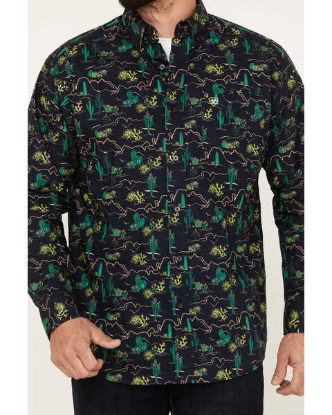 Ariat Men's Beckett All-Over Desert Print Button-Down Western Shirt , Navy, hi-res