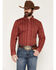 Image #1 - Cody James Men's Ol Hickory Floral Stripe Print Long Sleeve Button-Down Stretch Western Shirt, Red, hi-res