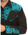Image #2 - Scully Men's Gunfighter Embroidered Long Sleeve Snap Western Shirt, Turquoise, hi-res