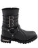 Milwaukee Leather Women's Triple Buckle Harness Moto Boots - Round Toe, Black, hi-res