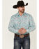 Image #1 - Rough Stock by Panhandle Men's Paisley Print Long Sleeve Pearl Snap Stretch Western Shirt, Turquoise, hi-res