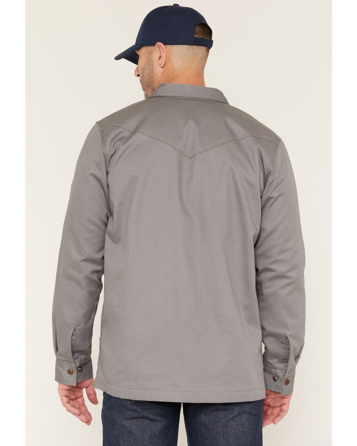 Image #4 - Cody James Men's FR Solid Lined Long Sleeve Snap Work Shirt Jacket, Grey, hi-res