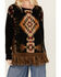 Image #2 - Cotton & Rye Women's Southwestern Fringe Pancho Sweater , Black, hi-res