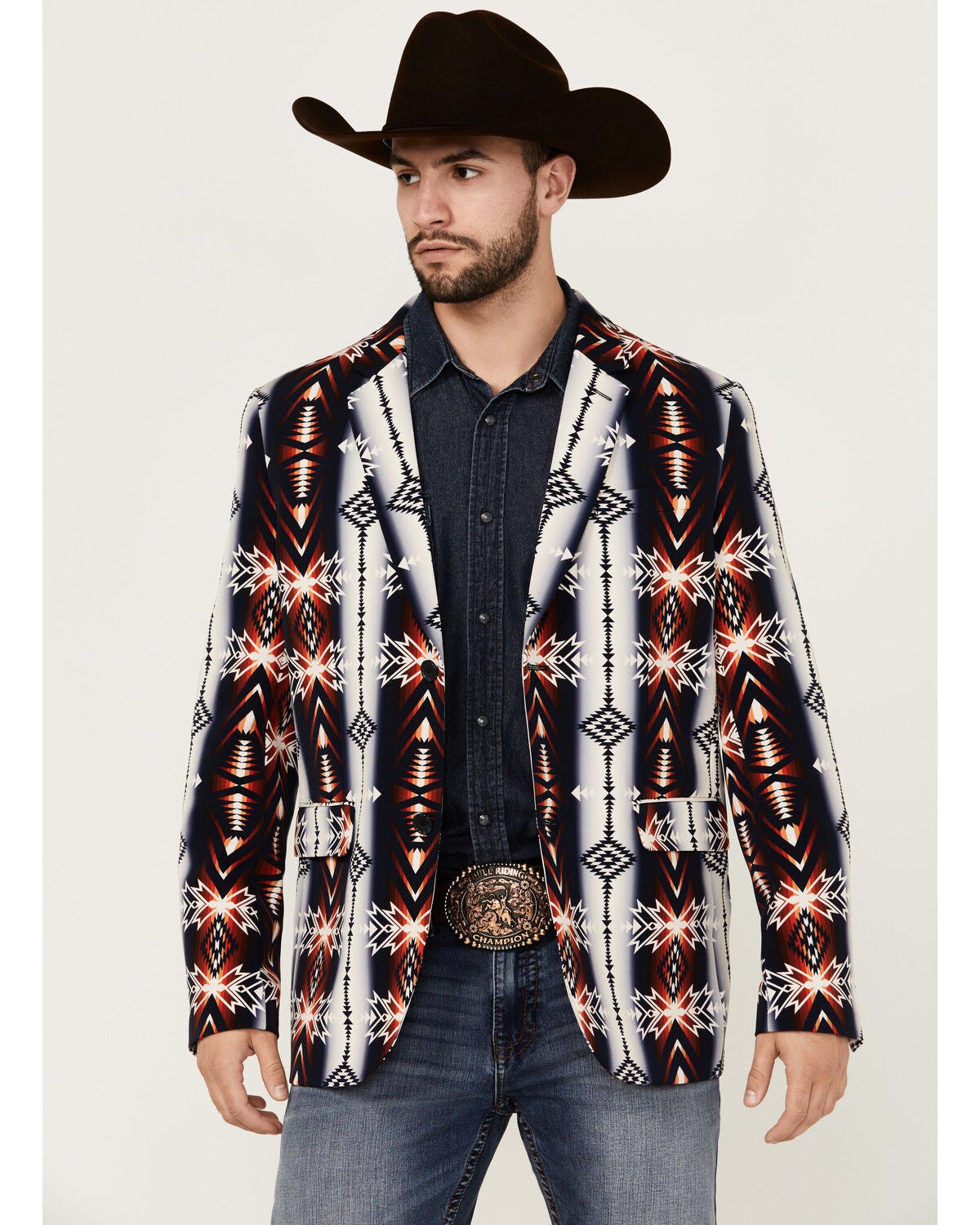Rock & Roll Denim Men's Southwestern Print Sportcoat, Tan, hi-res