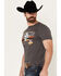 Rock & Roll Denim Men's Scenic Bull Skull Print Short Sleeve Graphic T-Shirt, Charcoal, hi-res