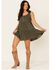 Wild Moss Women's Swiss Dot Tiered Dress, Olive, hi-res