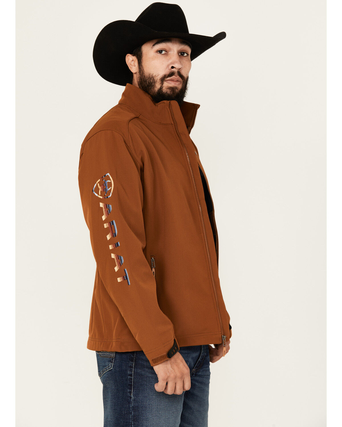 Image #1 - Ariat Men's Logo 2.0 Softshell Jacket, Chestnut, hi-res