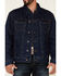 Wrangler Men's Rodeo Dark Wash Lined Stripe Button-Front Denim Jacket , Indigo, hi-res