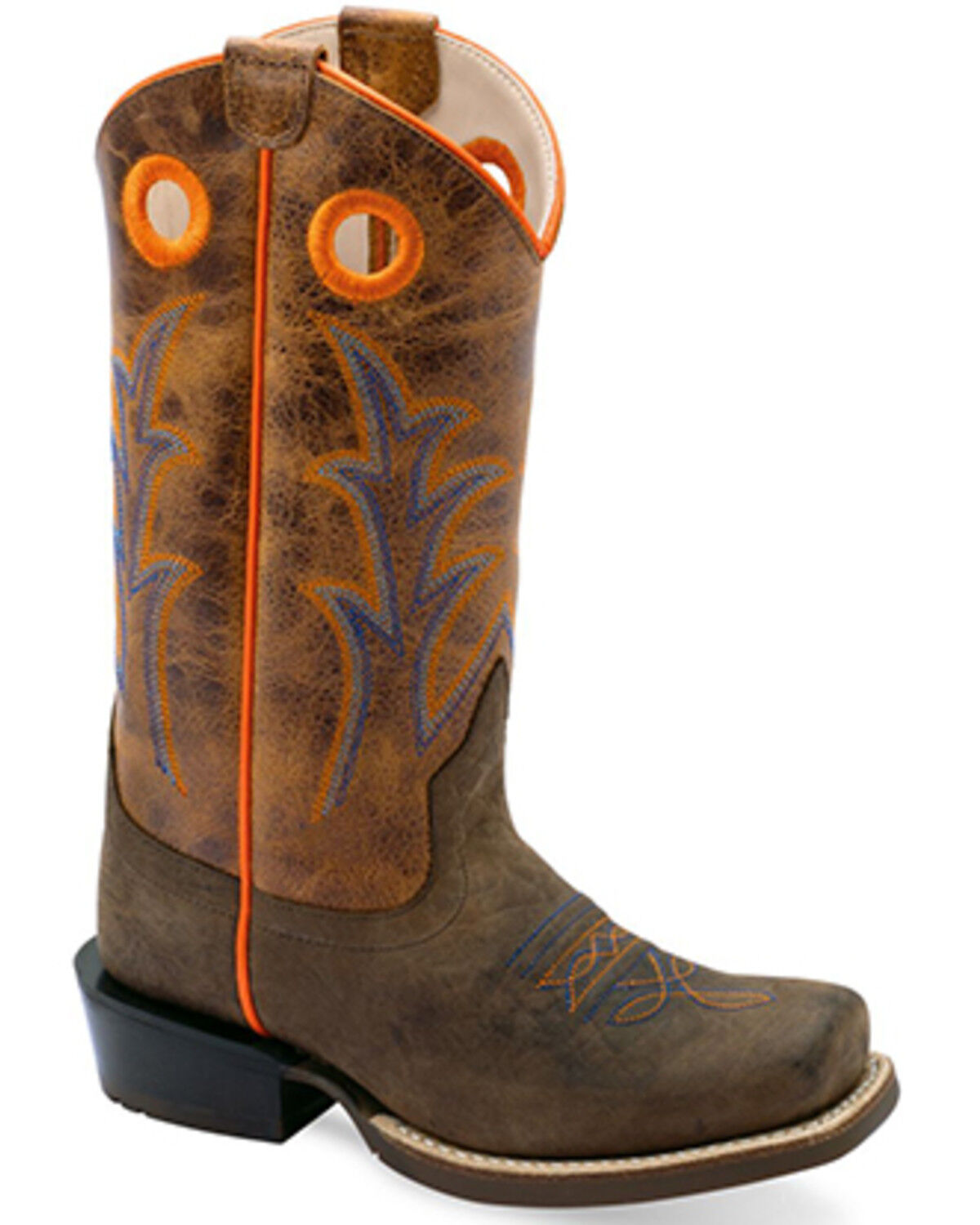 Image #1 - Old West Boys' Hand Corded Western Boots - Square Toe, Dark Brown, hi-res