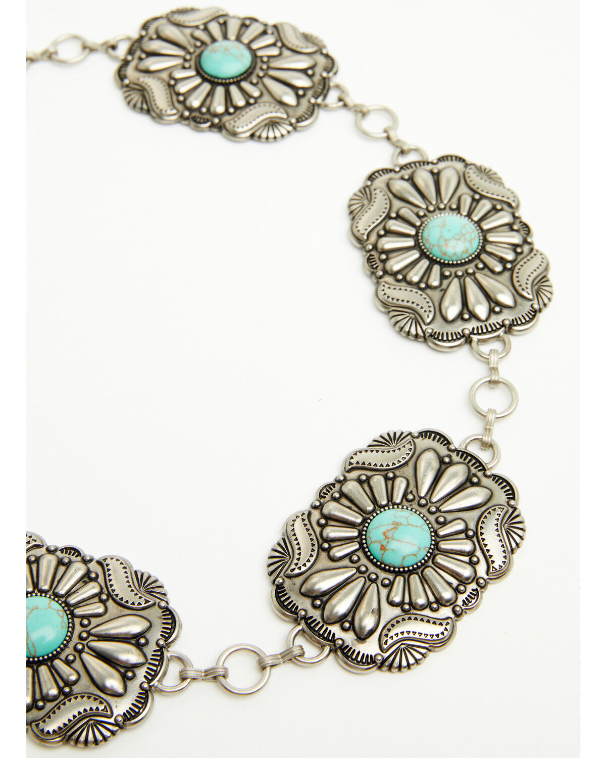 Image #4 - Shyanne Women's Thalia Turquoise Concho Chain Belt, Silver, hi-res