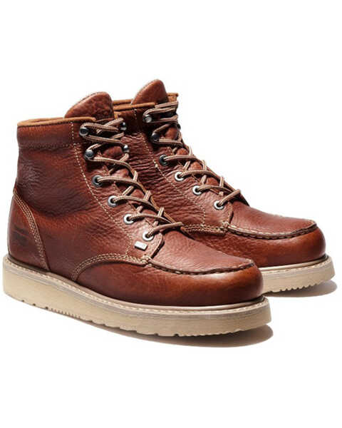 Image #1 - Timberland Men's 6" Barstow Moc Work Boots - Safety Toe , Tan, hi-res